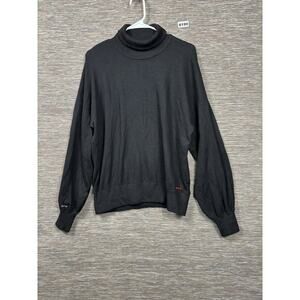 Peace Love World Sweater Womens Small Black Turtleneck Long Sleeve Knit Pullover